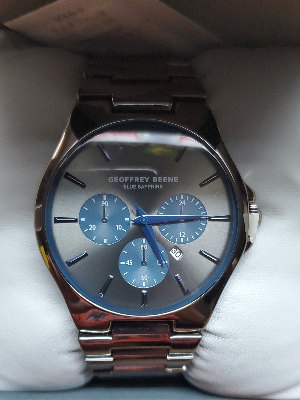 The Geoffrey Beene® gunmetal-tone bracelet watch